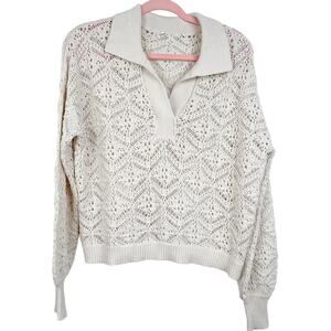 Ivory Crochet Sweater Open Knit Cropped Sweater